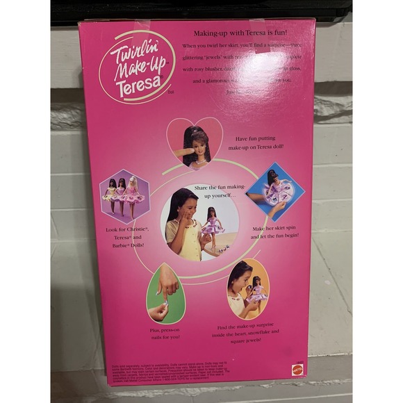 1997 Mattel USED TWIRLIN' MAKE-UP Teresa Barbie JEWEL Skirt‎ Surprises Twirling - Picture 6 of 7